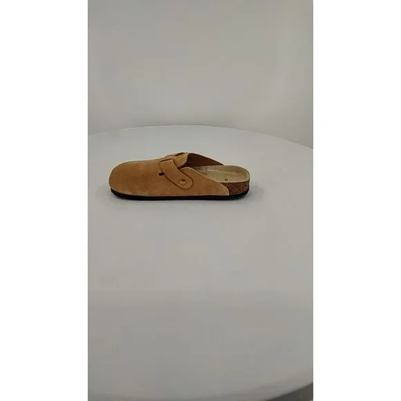 Quince Womens Water Repellent Suede Clog Mule Pecan Shoes 9 - Picture 2 of 3